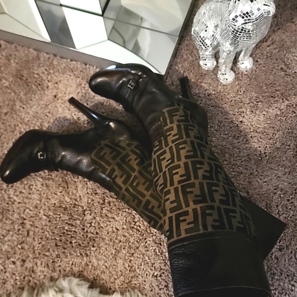 Fendi Zucca Knee-High Boots